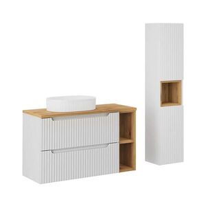 Petits-meubles KOUPELNOVÝ NÁBYTEK 100.4cm Riva 2er-Set Bílá a dřevo obraz