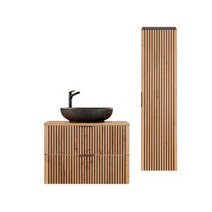 Petits-meubles KOUPELNOVÝ NÁBYTEK 80.6cm Gaia 2er-Set Dubové dřevo a černá barva obraz