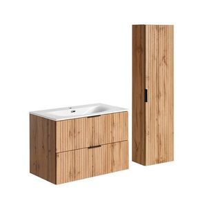 Petits-meubles KOUPELNOVÝ NÁBYTEK 80.2cm Adriel 2er-Set Dubové dřevo obraz