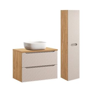 Petits-meubles KOUPELNOVÝ NÁBYTEK 80cm Elora 2er-Set Béžová a dřevo obraz