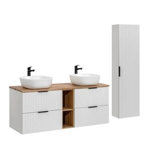 Petits-meubles KOUPELNOVÝ NÁBYTEK 140.8cm Adriel 2er-Set Bílá obraz