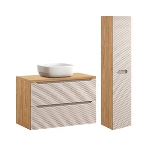 Petits-meubles KOUPELNOVÝ NÁBYTEK 90cm Elora 2er-Set Béžová a dřevo obraz