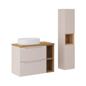 Petits-meubles KOUPELNOVÝ NÁBYTEK 80.4cm Riva 2er-Set Kašmír a dřevo obraz