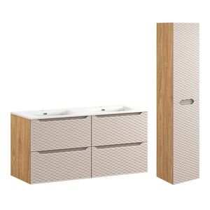 Petits-meubles KOUPELNOVÝ NÁBYTEK 120cm Elora 2er-Set Béžová a dřevo obraz