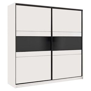 Beautysofa SKŘÍŇ S POSUVNÝMI DVEŘMI Monroe s posuvnými dveřmi, 2 dveře, bez zrcadla, 266 cm, kašmír + černý Lacobel obraz