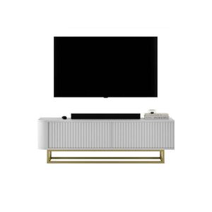 Meble Lindner TV STOLEK Aurora bílý matný 140 cm s kovovým rámem obraz