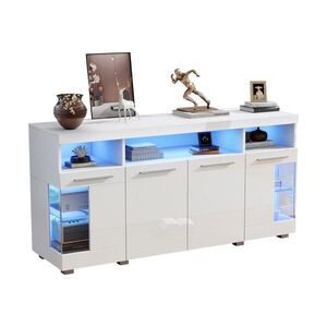 FLIEKS KOMODA LED 3 přihrádky sklo bílá 140cm obraz