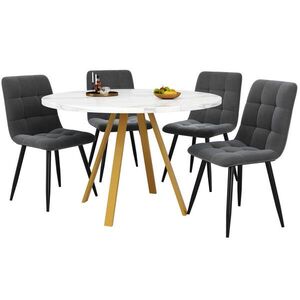 FLIEKS JÍDELNÍ SET 5D Kulatý 80cm Bílý Mramor Šedý samet obraz
