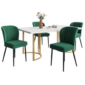 FLIEKS JÍDELNÍ SET 4 Židle Bílý Zelený 140x80cm obraz