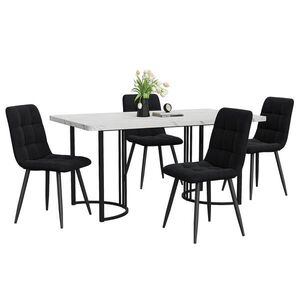 FLIEKS JÍDELNÍ SET MDF 4 Židle Bílý Černý 140x80cm obraz