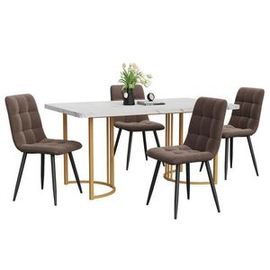 FLIEKS JÍDELNÍ SET MDF 4 Židle Bílý Hnědý 140x80cm obraz