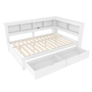 FLIEKS DENNÍ POSTEL 140x200cm DTD Zásuvky USB Bílá obraz