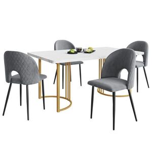 FLIEKS JÍDELNÍ SET 4 Židle MDF Bílý Šedý 140x80cm obraz