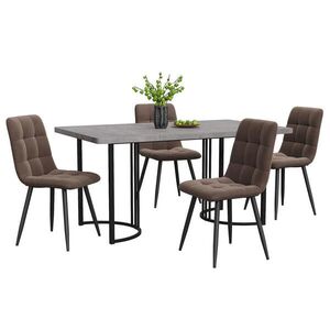 FLIEKS JÍDELNÍ SET MDF 4 Židle Šedý Hnědý 140x80cm obraz