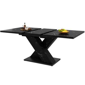 FLIEKS JÍDELNÍ STŮL rozkládací černý mramor design X obraz