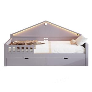 FLIEKS DĚTSKÁ POSTEL 90x200cm LED Zásuvky Šedá obraz
