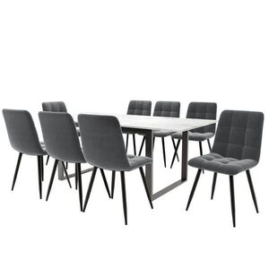 FLIEKS JÍDELNÍ SET 8 Židlí Bílý Šedý Černý 140-180cm obraz