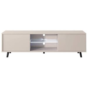 Selsey TV stolek LEFYR šedobéžový s LED a přihrádkami 140 cm obraz