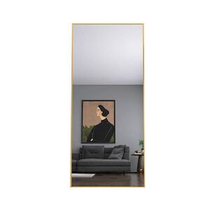 SHOPENTRA ZRCADLO na celé tělo 180x80 cm, zlatý hliník, volně stojící, obdélníkové obraz