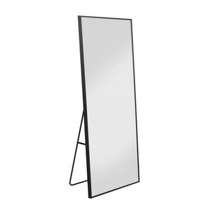 SHOPENTRA STOJACÍ zrcadlo 177x77 cm obdélníkový hliníkový rám černé tvrzené sklo obraz