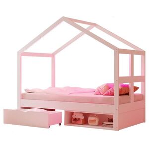 OKWISH DĚTSKÁ postel 90/190 cm bílá z borovicového dřeva s zásuvkou, botníkem a LED osvětlením obraz