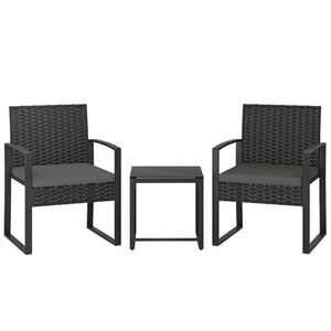 OKWISH BALKONOVÝ set 55/58/76 cm tmavě šedý z oceli a umělého ratanu se stolkem obraz