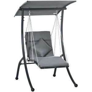 OKWISH ZAHRADNÍ houpačka 108/145/169 cm tmavě šedá z oceli s polohovatelnou stříškou a funkcí lehátka obraz