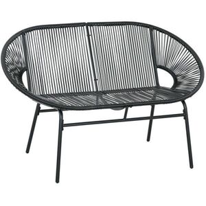 OKWISH ZAHRADNÍ lavice 132/72/83 cm černá z ratanu pro 2 osoby obraz