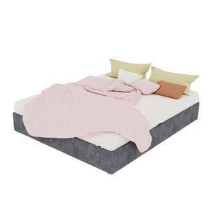 OKWISH POSTEL 160/200 cm šedá z látky a kovu s úložným prostorem obraz
