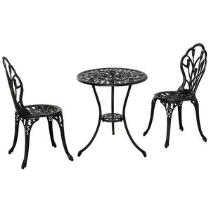OKWISH BISTRO set Ø60/67 cm černý z hliníku se skládacími židlemi pro 2 osoby obraz