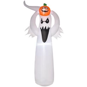 HOMCOM HALLOWEENSKÝ NAFUKOVACÍ DUCH, bílý + oranžový, polyester obraz