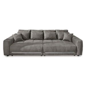 luma-home VELKÉ sofa pružinovým jádrem 294 × 136 × 86 cm (Š×H×V), RGB LED osvětlení s dálkovým ovládáním, mikrovláknová látka ve světle šedé barvě / 1 obraz