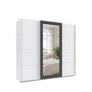 luma-home SKŘÍŇ S VZPÍRAJÍCÍMI SE DVEŘMI, 3dveřová, šířka 225 cm, výška 208 cm, hloubka 64 cm, šatní skříň v bílé barvě, úchytky bílé / 22626 obraz