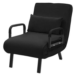 ML-DESIGN SPACÍ KŘESLO s funkcí postele, černé, 186 x 60 cm, skládací křeslo s ocelovým rámem a čenilou obraz