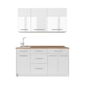 Vicco JEDNOTKOVÁ KUCHYNĚ Fame-Line, Bílá vysoký lesk/Bílá, 150 cm, PD Dub obraz