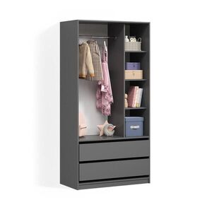 Livinity® DĚTSKÁ ŠATNÍ SKŘÍŇ Trento Antracit 100 x 200 cm se 2 zásuvkami obraz