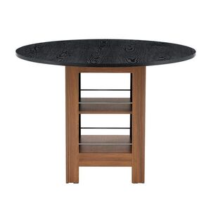 OKWISH JÍDELNÍ stůl 100/100/76 cm ořechová/černá z MDF s úložnými policemi obraz