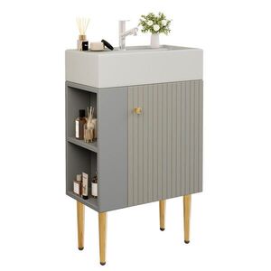 OKWISH KOUPELNOVÁ skříňka s umyvadlem 55 cm šedá/bílá z MDF s úložným prostorem obraz