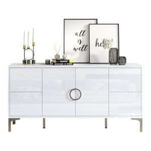 OKWISH BOČNÍ skříň 150/38/59, 5 cm bílá z MDF s vysokým leskem a 4 zásuvkami obraz