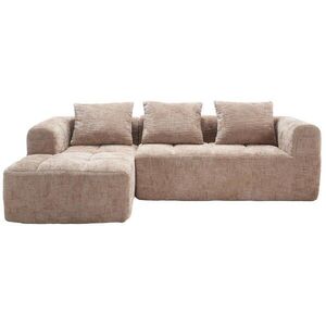 OKWISH ROHOVÁ sedací souprava 250/158/60 cm khaki z chenillu s lenoškou, područkami a kapsami obraz