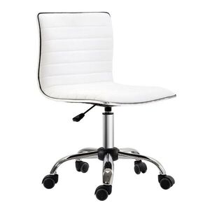 OKWISH KOSMETICKÁ židle 48/52/78-90 cm bílá z eko kůže s nastavitelnou výškou a kolečky obraz