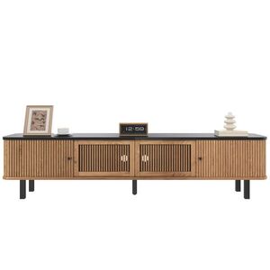 OKWISH TV stolek 190/35/45 cm dub z MDF a dřevotřísky se šoupacími dvířky a větrací mřížkou obraz