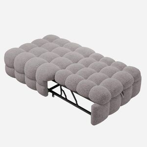 OKWISH ROZKLÁDACÍ křeslo 183/76/42 cm světle šedá z imitace beránčí kůže 2 v 1 obraz