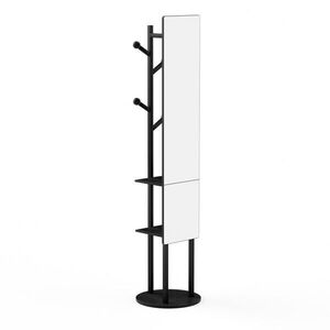 Redom ŠATNÍ stojan se zrcadlem 174/40 cm, otočný o 360° s úložným prostorem z dřevotřísky a oceli, Černá obraz