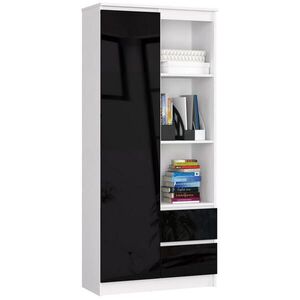 RAUMHIRSCH FURNITURE STOJANOVÁ POLIČKA bílá, černá lesklá 180/80/35 obraz