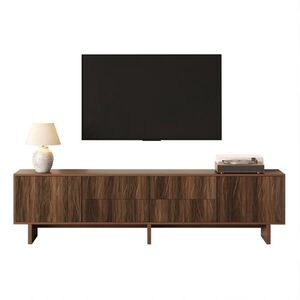 OKWISH TV stolek 180/40/56 cm hnědý z dřevotřísky s vlnitým designem, 4 zásuvkami a 2 dvířky obraz