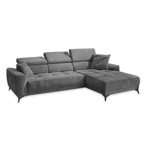 luma-home ROHOVÁ POHODA s elektrickým nastavením hloubky sedáku, nastavitelnými opěrkami hlavy, 299 × 200 × 107 cm (Š×H×V), žinylka tmavě šedá / 15421 obraz