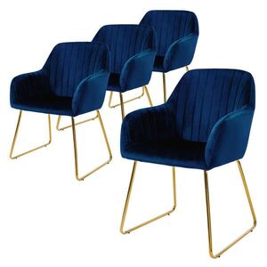 ML-DESIGN JÍDELNÍ ŽIDLE, sada 4 ks, modrý samet obraz