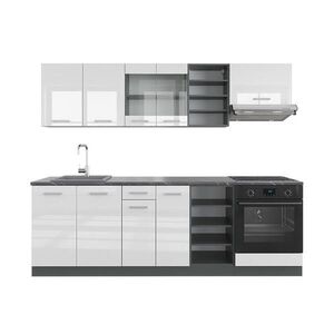 Vicco KUCHYŇSKÝ KOUT R-Line Bílý vysoký lesk/antracit 240 cm , PD Antracit obraz