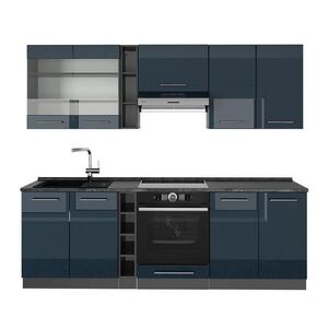 Vicco KUCHYŇSKÉ LINKY Fame-Line Tmavě modrá vysoký lesk/antracit 235 cm bez pracovní desky obraz